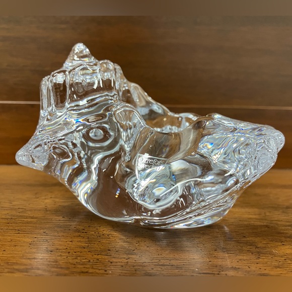 Rare Orrefors Sweden Heavy Crystal Sea Shell Shaped Candle Holder - Picture 2 of 6